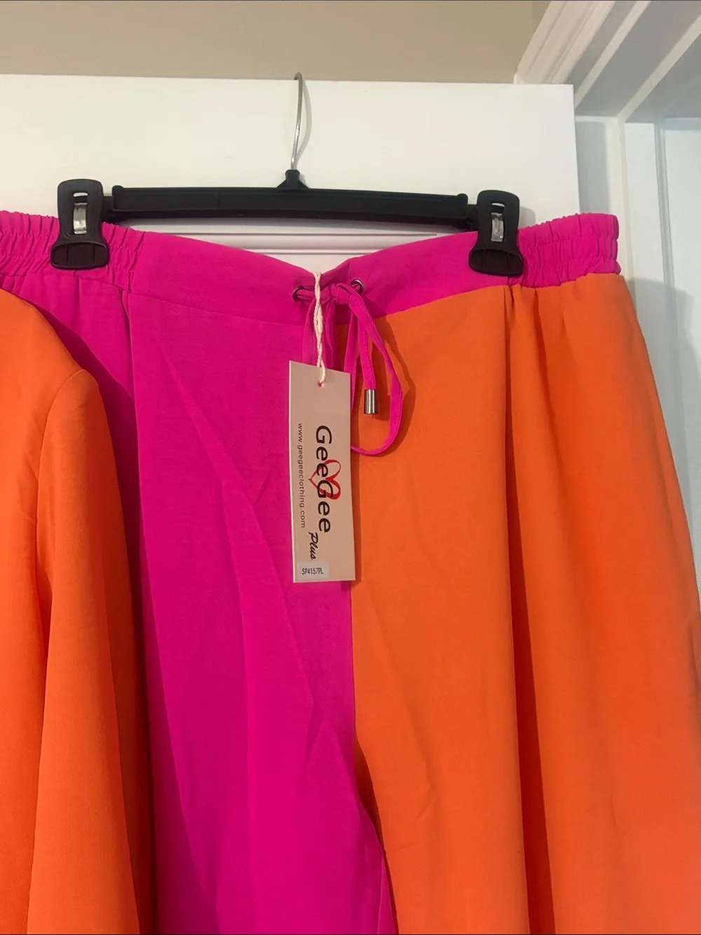 GeeGee Colorblock Pink and Orange Two-Piece Blazer & Pants Set